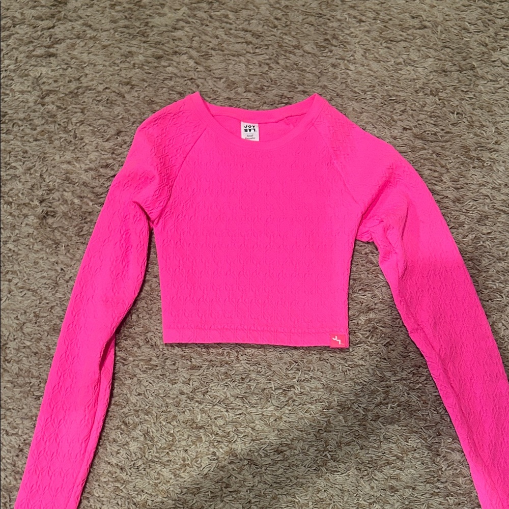 JoyLab Bright Pink Long Sleeve Crop Top